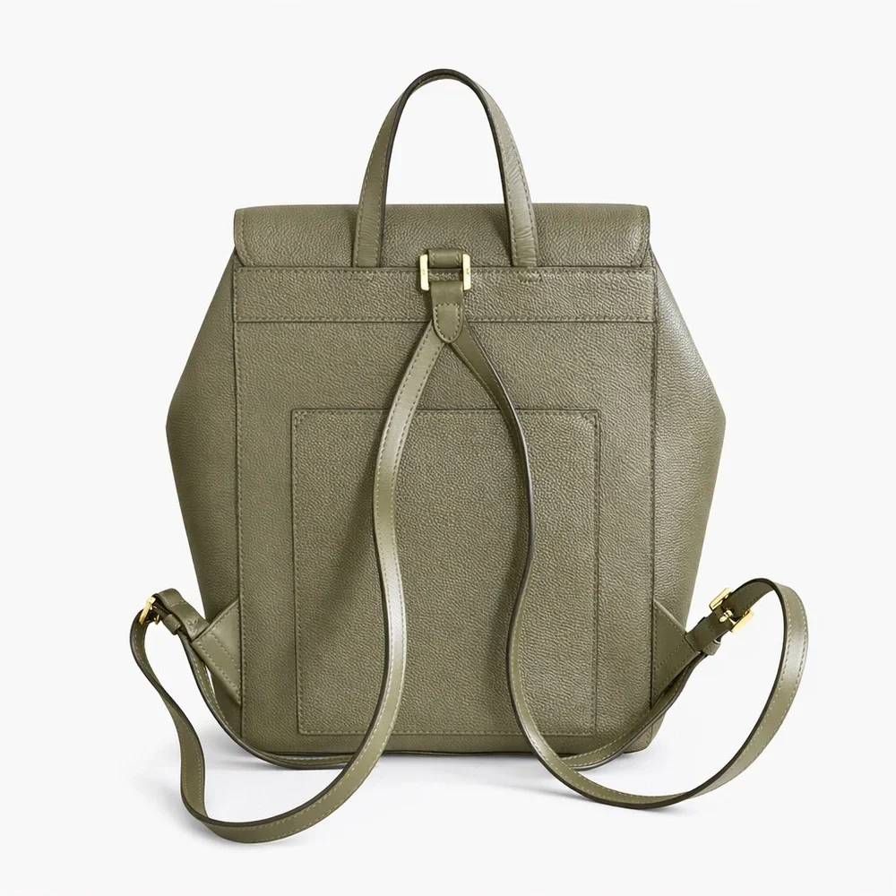 Michael Kors Hayes Medium Pebbled Leather Backpack Olive Green Gold Hardware - Picture 3 of 9